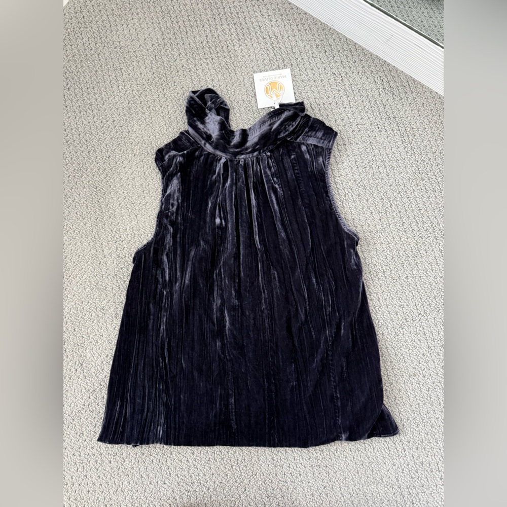 Marie Oliver Black Crushed Velvet Sleeveless Top